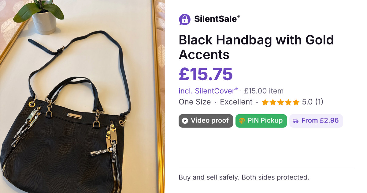 Black Handbag with Gold Accents