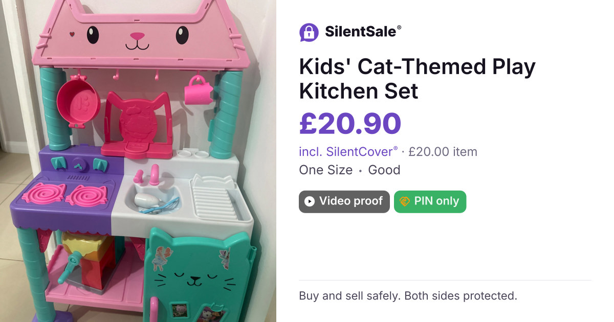 Kids' Cat-Themed Play Kitchen Set