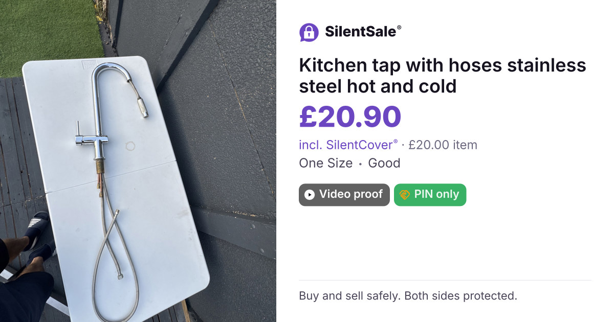 Kitchen tap with hoses stainless steel hot and cold 