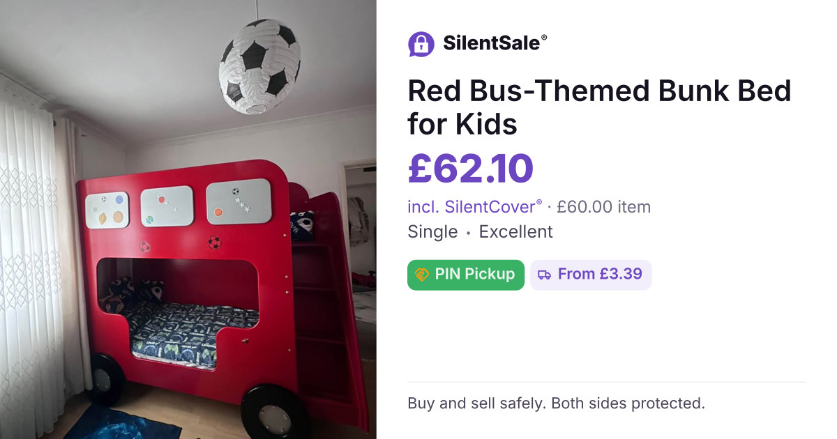 Red Bus-Themed Bunk Bed for Kids