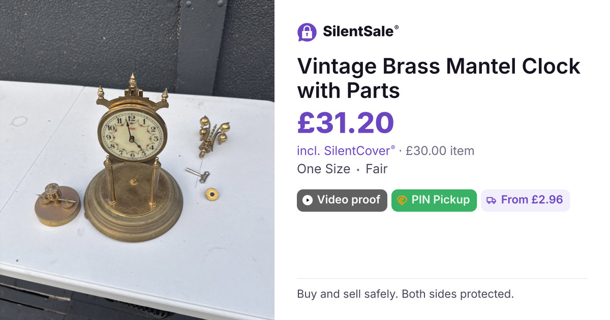 Vintage Brass Mantel Clock with Parts