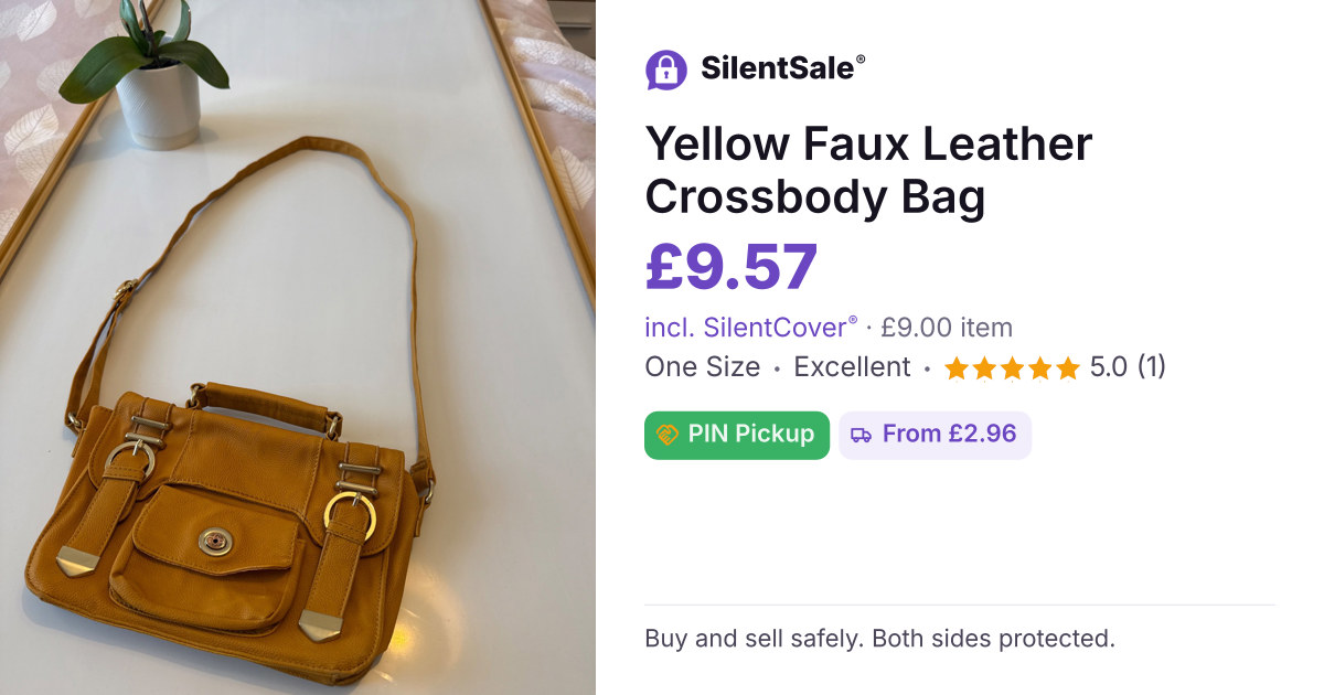 Yellow Faux Leather Crossbody Bag